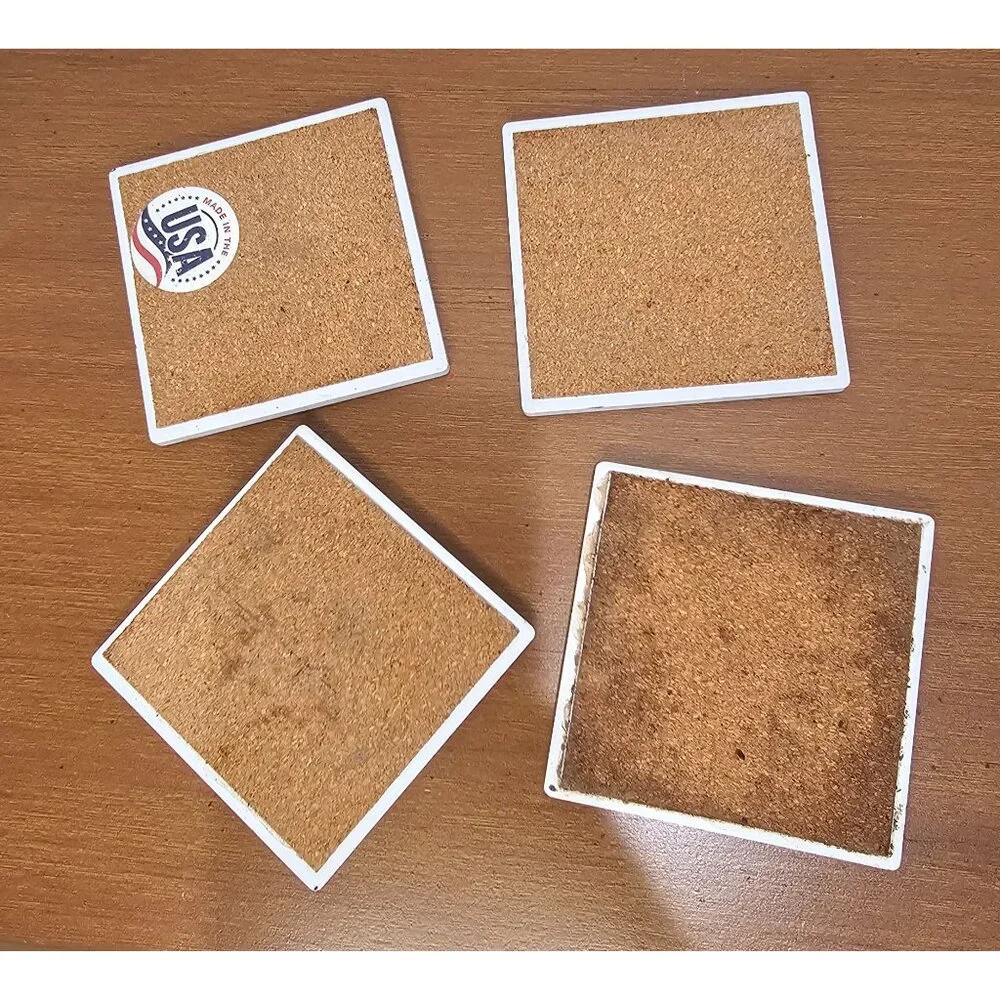 Drink Coasters, set of‎ 4, cork backing, Mountains Adventure Awaits